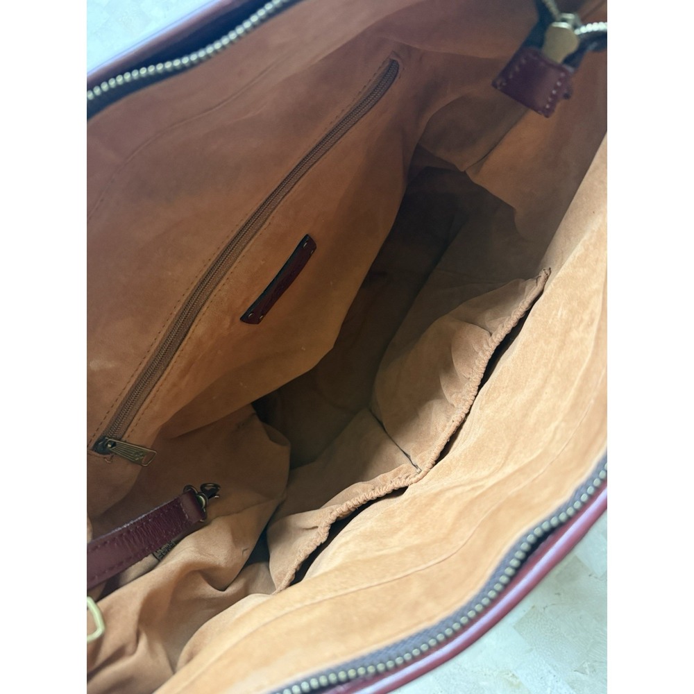 Patricia Nash Peruvian Tapestry Sungaro Tote Blue Tan Leather Brass Boho Tribal - Picture 15 of 16